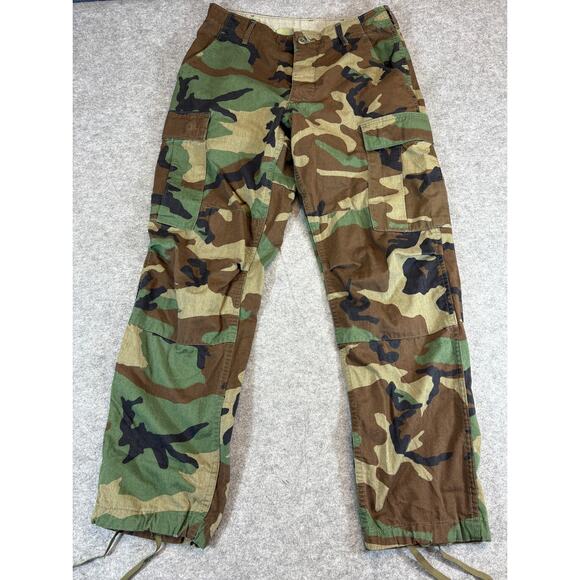 VINTAGE US Army Pants Mens Small Green Woodland Camouflage Combat Cargo Trousers - Picture 1 of 6